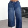 jeans longs amples à taille asymétrique