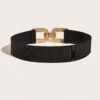ceinture élastique en métal ornée de strass épaisse