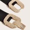 ceinture élastique en métal ornée de strass épaisse