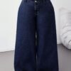jeans amples lavés à taille basse et jambes larges