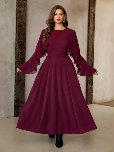 robe élégante à encolure ronde