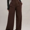 pantalon de costume large brun
