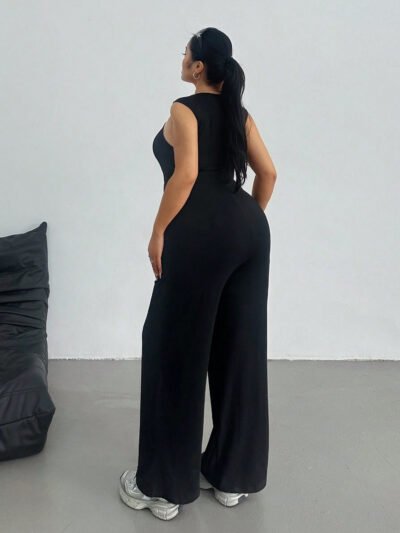 combinaison ample décontractée à manches large, col carré et jambes larges