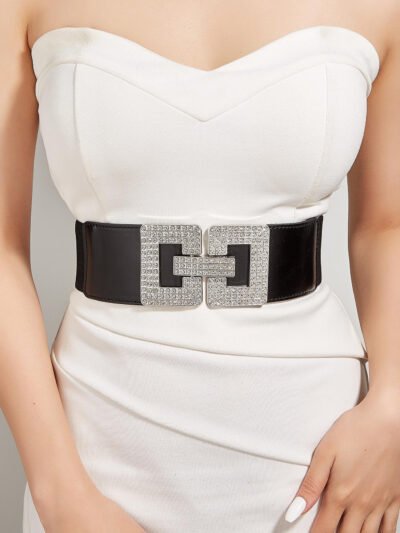ceinture à boucle carrée avec strass