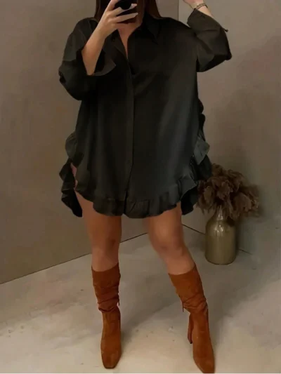 Chemise Décorée De Volants À Ourlet