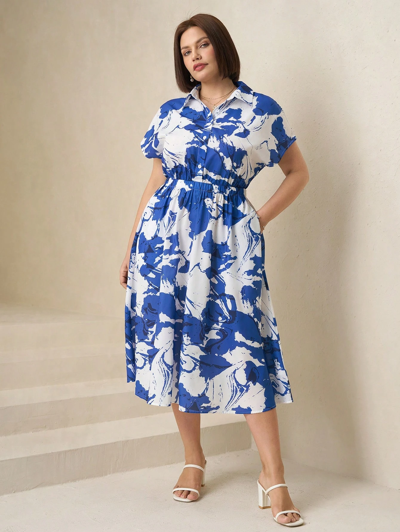 Robe-chemise décontractée à manches courtes imprimée de chauve-souris – Image 5