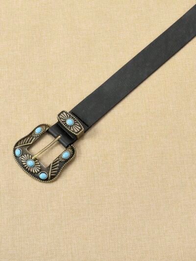 Ceinture noir avec boucle en perle