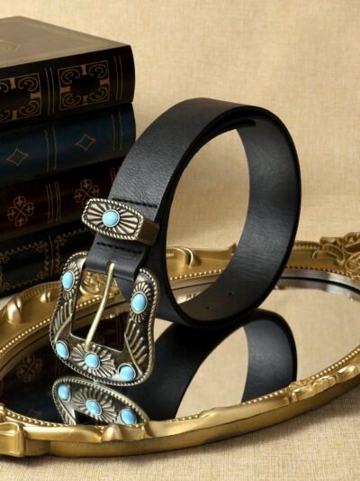 Alternative view of Ceinture noir avec boucle en perle