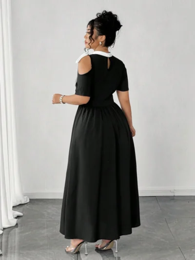 Alternative view of Robe d'été à épaules dénudées avec bloc de couleurs et nœud papillon