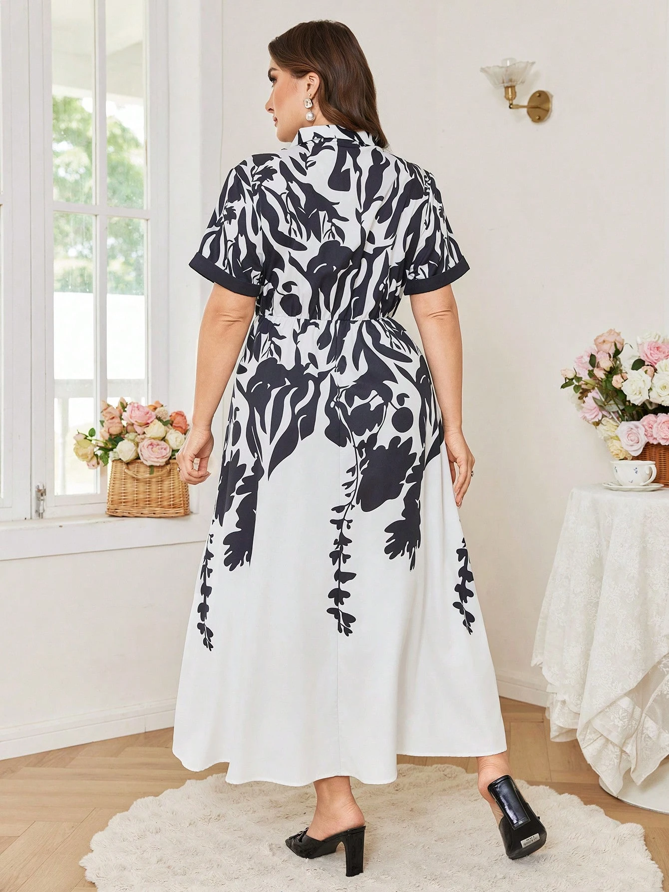 Robe longue ample avec imprimé et attaches – Image 6