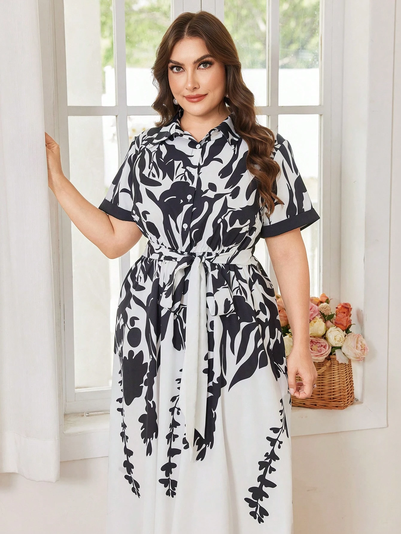 Robe longue ample avec imprimé et attaches – Image 5
