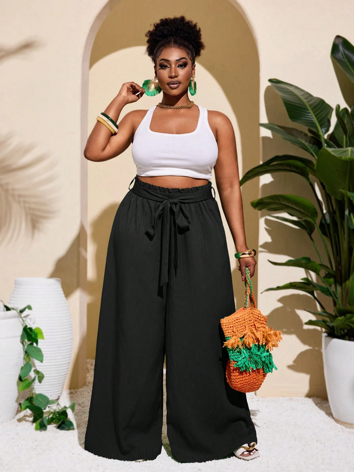 Pantalon droit texturé rayé, décontracté et simple – Image 5