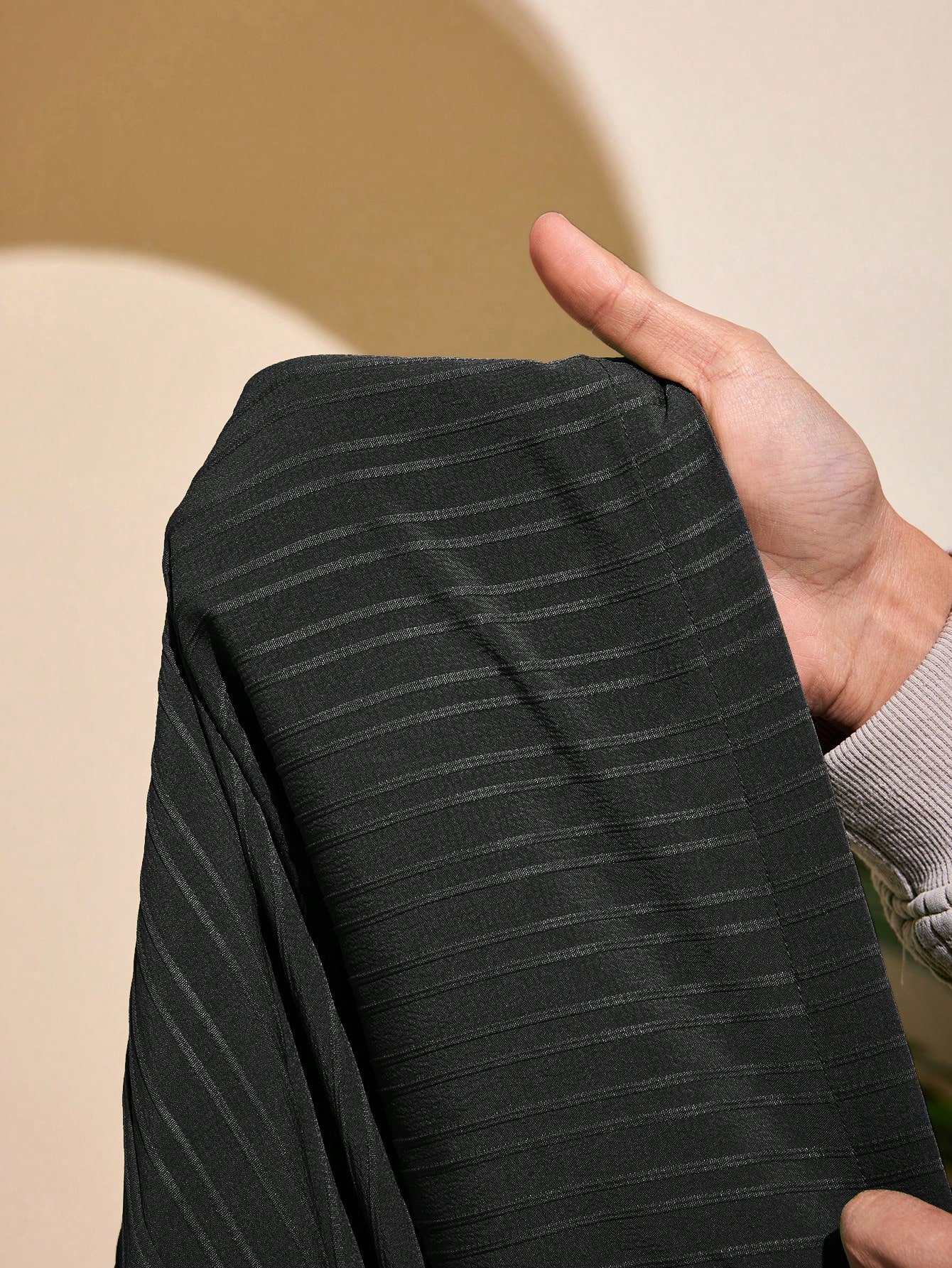 Pantalon droit texturé rayé, décontracté et simple – Image 9