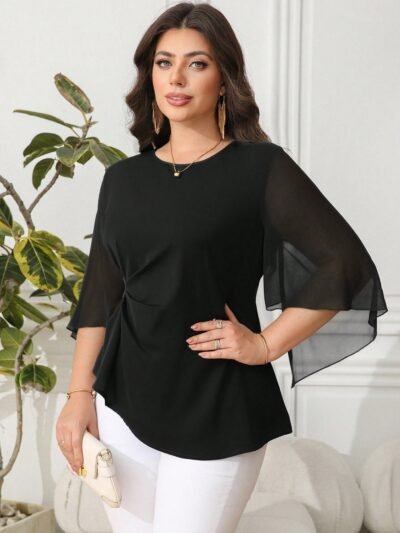 haut décontractée , avec manches évasées