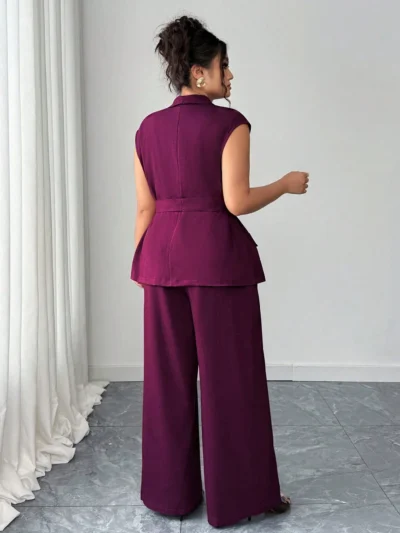 Alternative view of Ensemble 2 pieces élégant et chic avec blazer à col asymétrique,