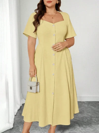 Robe jaune citron à manches bouffantes