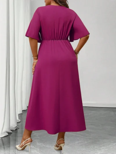 Alternative view of Robe trapèze élégante et quotidienne avec col V,