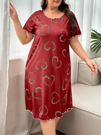 Chemise de nuit grande taille à imprimé léopard