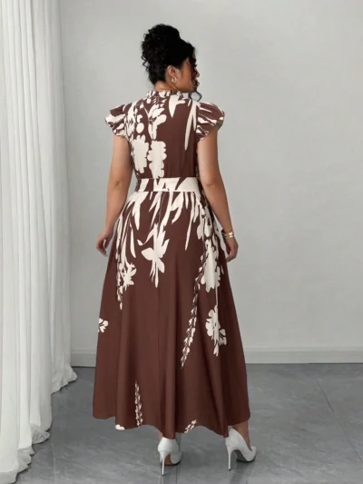 Alternative view of Robe longue élégante à imprimé floral avec volants, coupe flatteuse