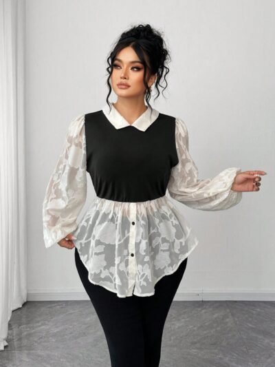 Blouse rétro française à manches bouffantes 2 en 1