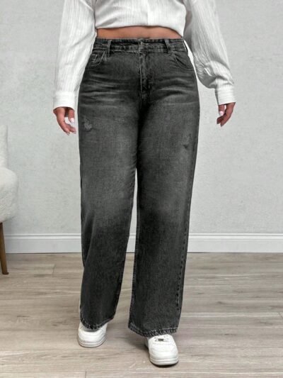 JEAN GRANDE TAILLE COUPE DROITE DÉCHIRÉ