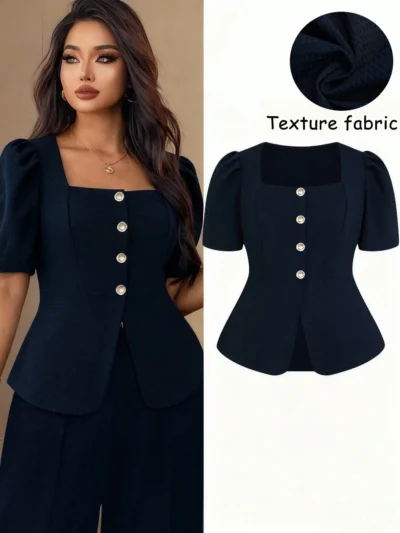 Chemise à manches courtes en tissu gaufré