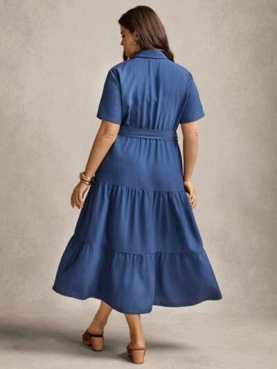 Alternative view of Robe chemise décontractée à manches courtes et boutonnage simple