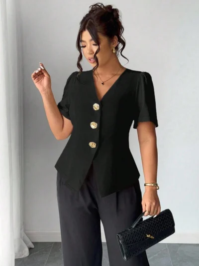 Cardigan chemise décoratif avec boutons roses