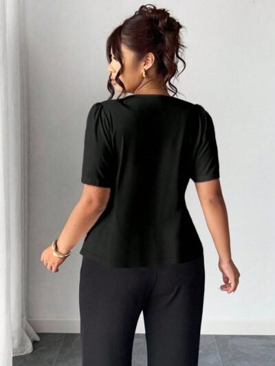 Alternative view of Cardigan chemise décoratif avec boutons roses