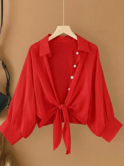 Chemisier ample casual à manches longues