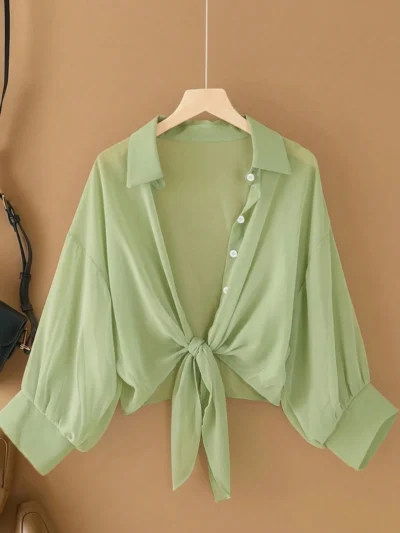 Chemisier ample casual à manches longues