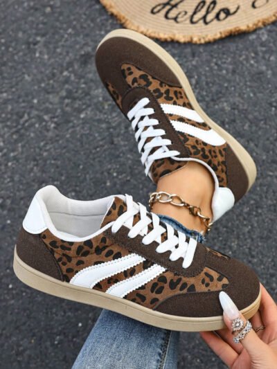 Baskets décontractées en patchwork imprimé léopard