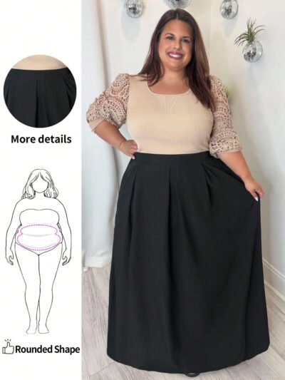 Jupe plissée longue grise à taille haute