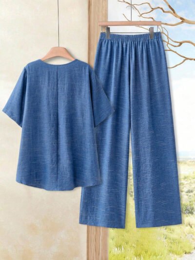 Alternative view of 2 pièces Ensemble top ample avec partie avant courte et partie arrière longue