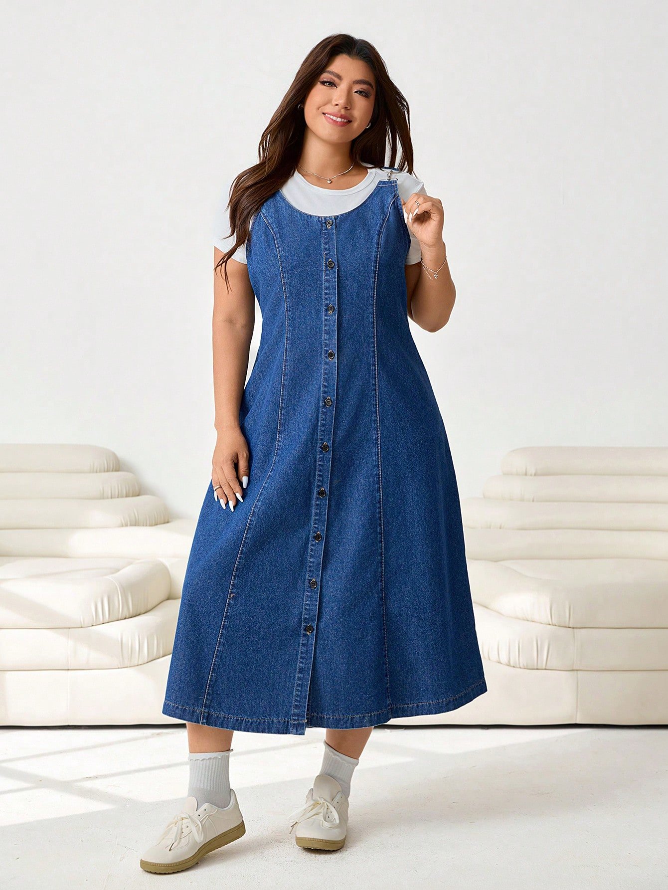 Robe salopette en jean décontractée – Image 5