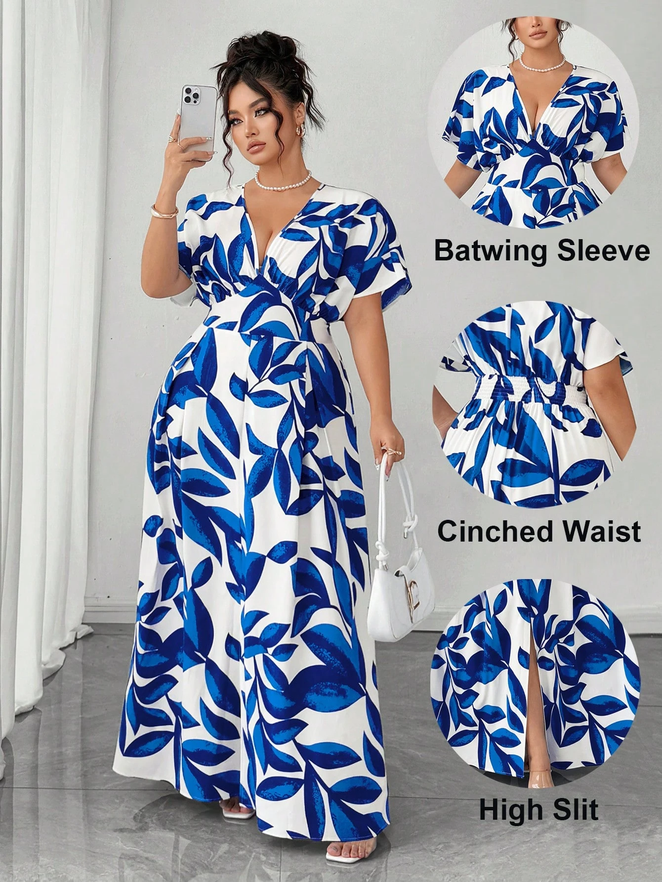 Robe élégante à col en V fleuri
