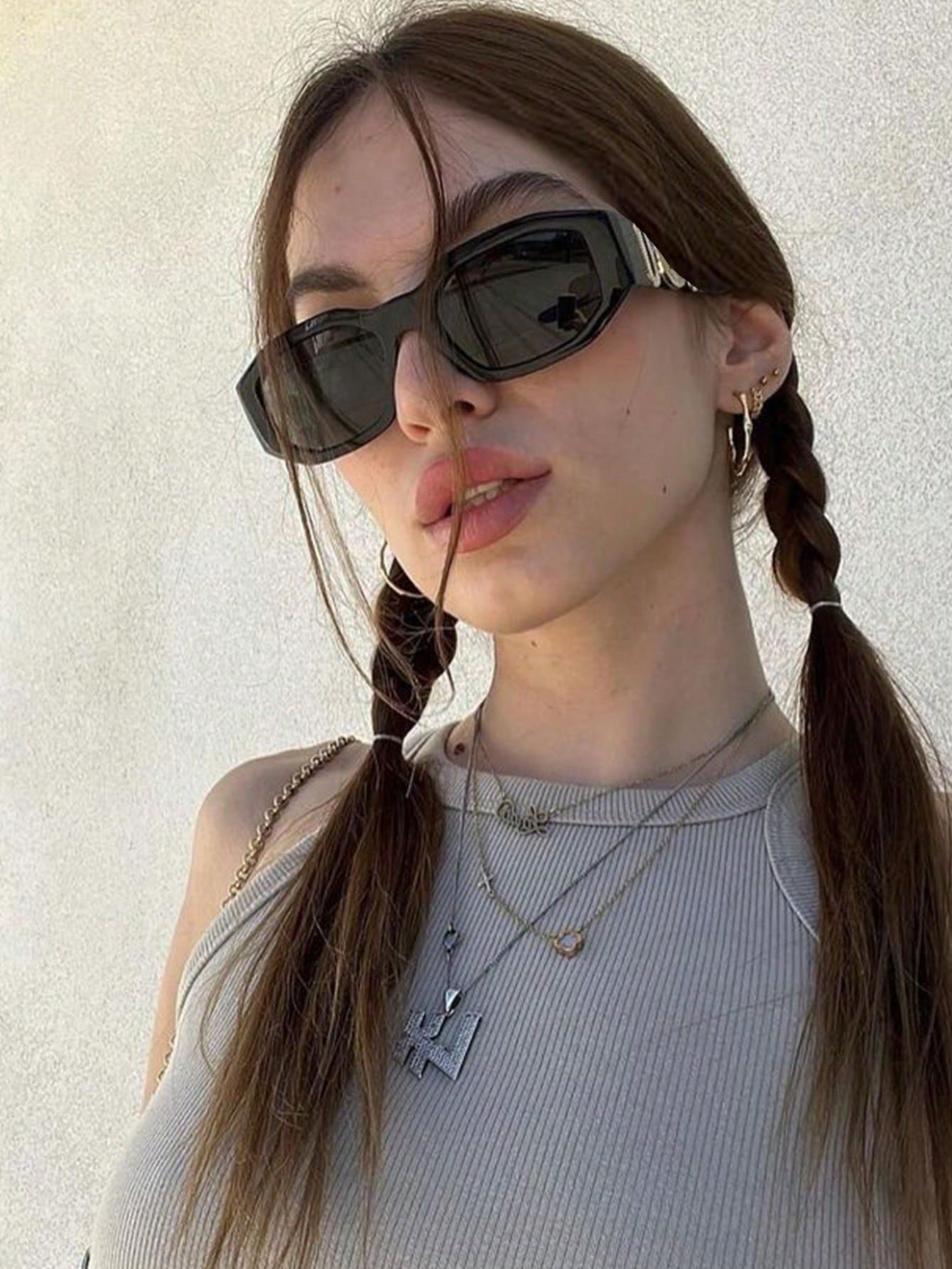 1 paire de lunettes vintage asymétriques à monture géométrique polygonale, – Image 5