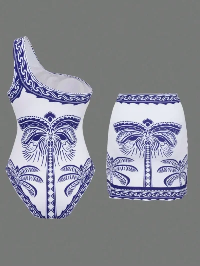 Maillot de bain une pièce de haute qualité  et jupe assortie