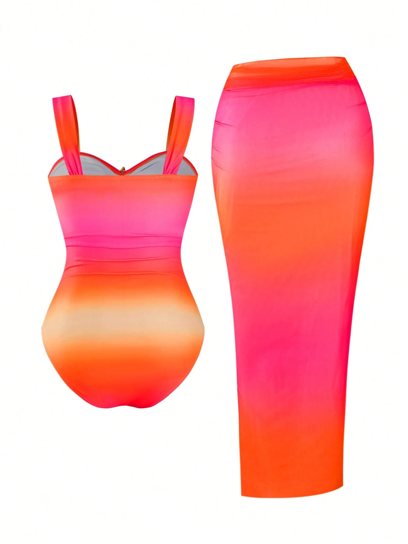 Maillot une pièce +avec cache-maillot long , effet dégradé et découpes ajourées – Image 6