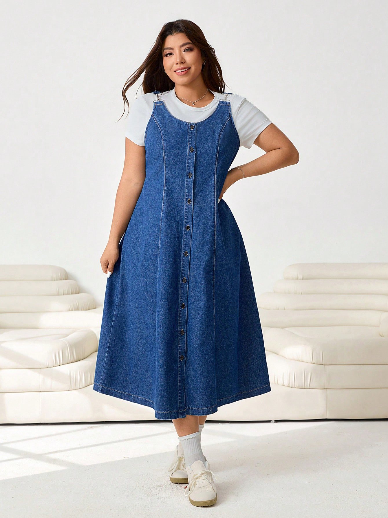 Robe salopette en jean décontractée – Image 6