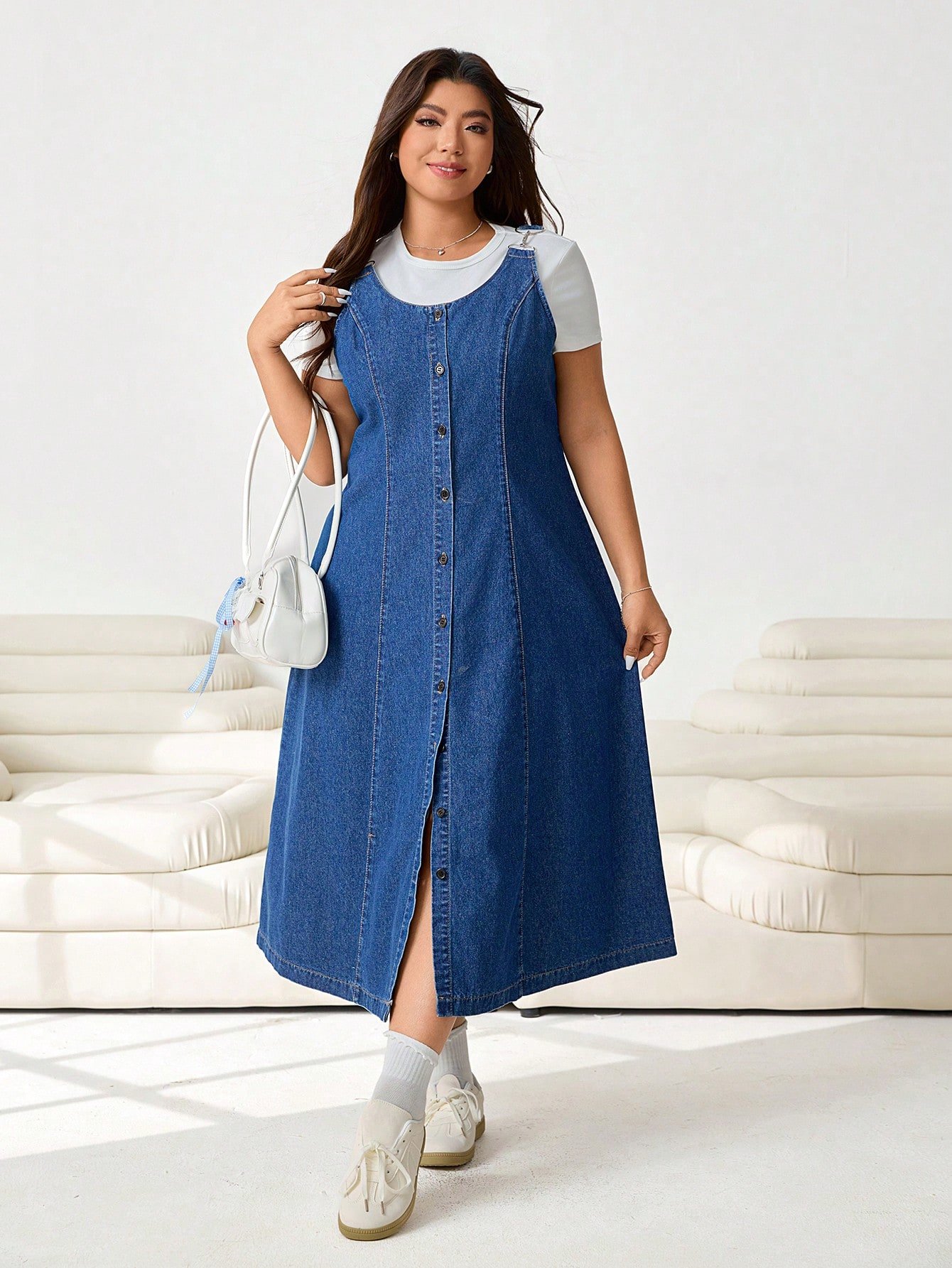 Robe salopette en jean décontractée – Image 7