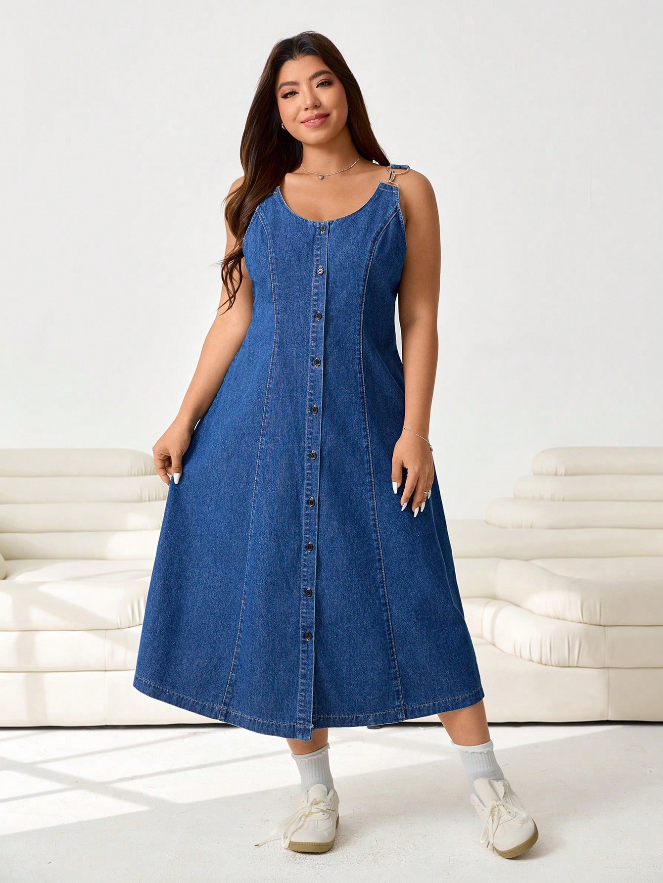 Robe salopette en jean décontractée