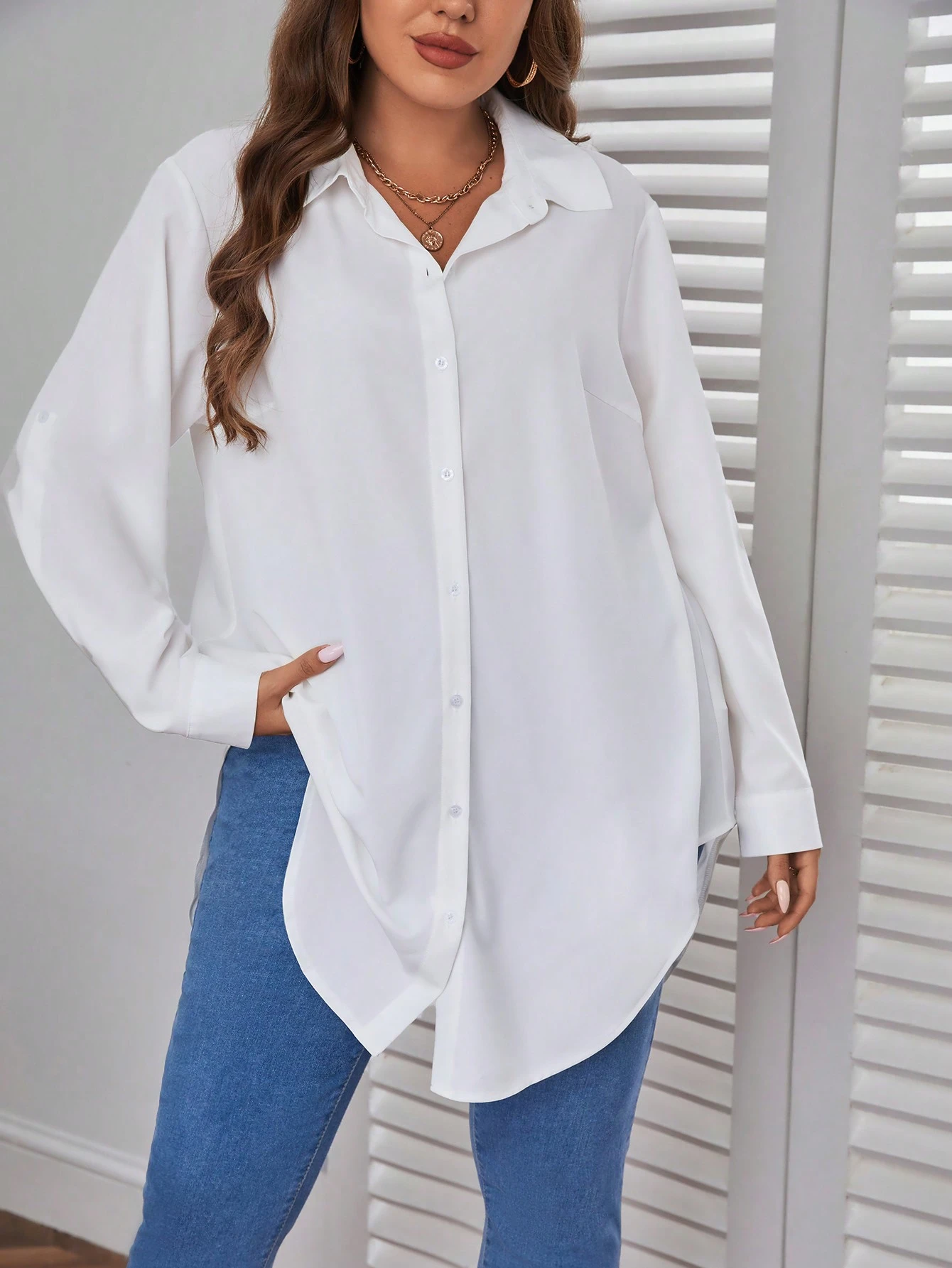 Chemise Unicolore À Bouton
