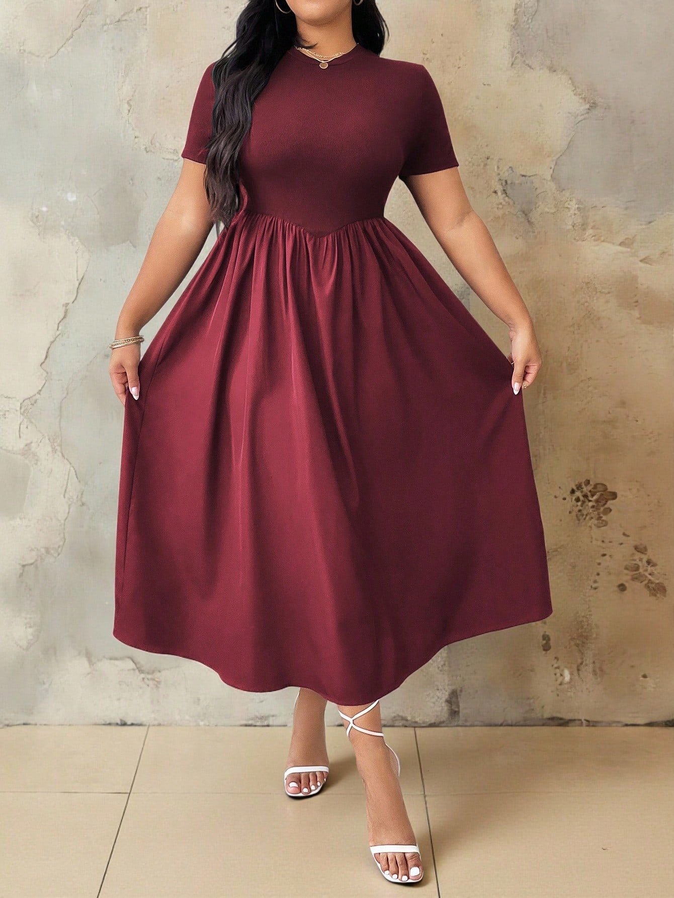 Robe longue d'été à manches courtes