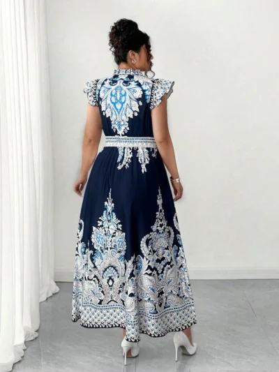 Alternative view of Robe longue à imprimé floral bleu marine