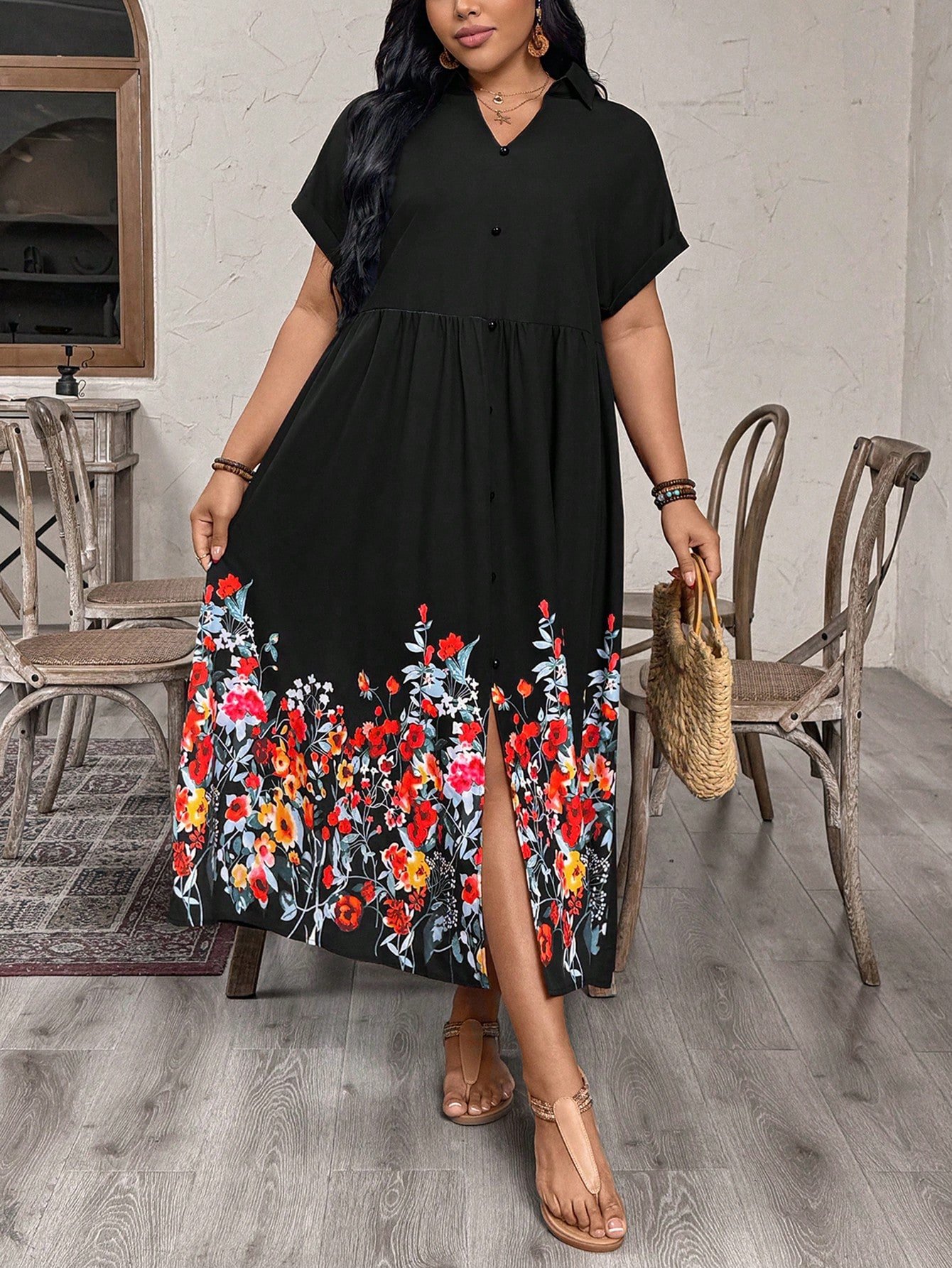 Robe de vacances et de bureau décontractée à encolure en V – Image 6
