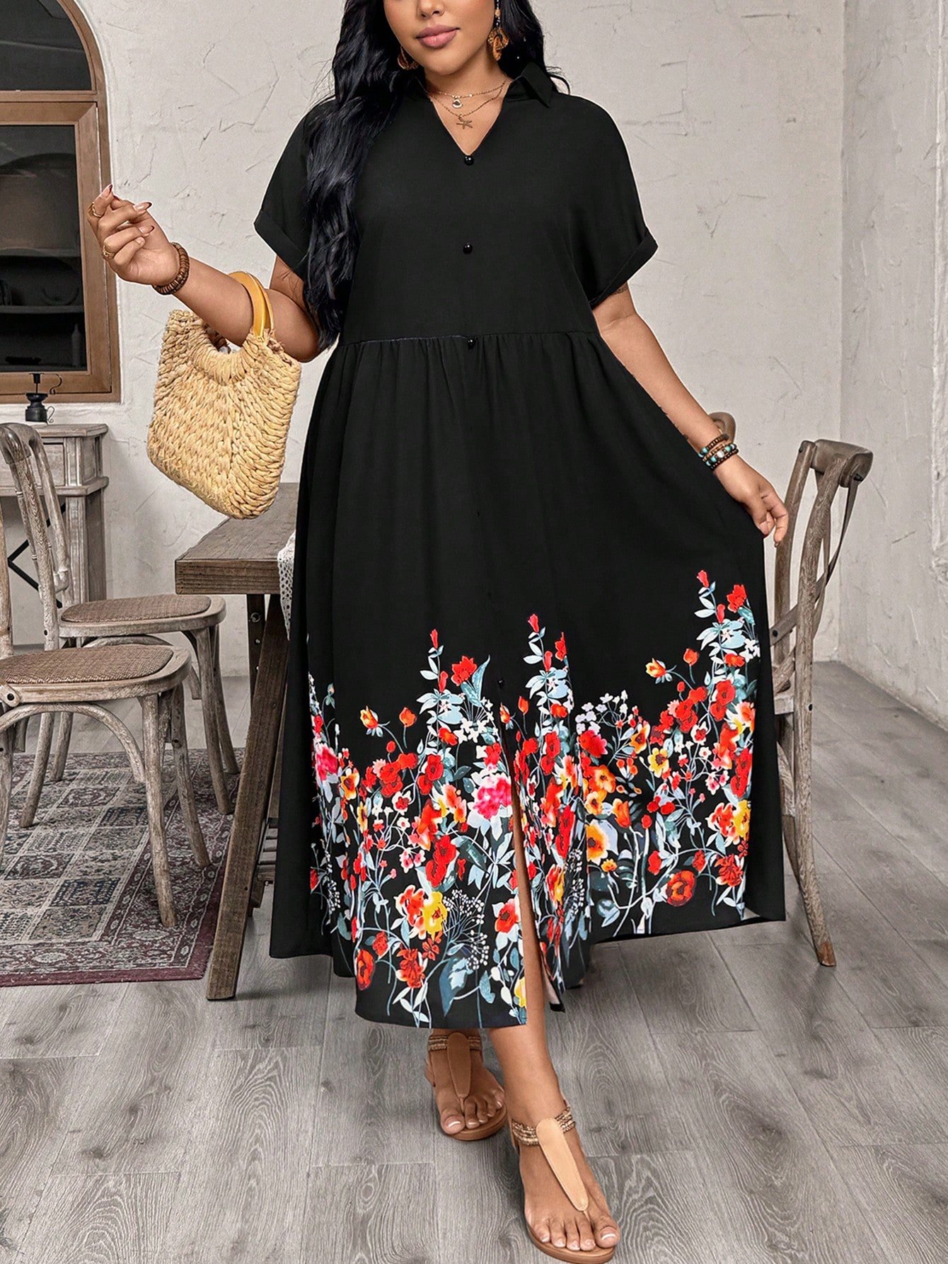 Robe de vacances et de bureau décontractée à encolure en V – Image 4