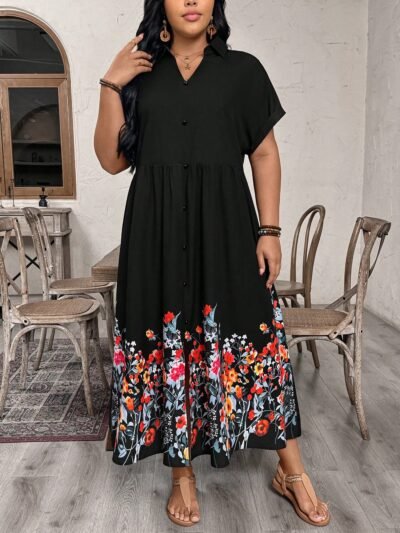 Robe de vacances et de bureau décontractée à encolure en V