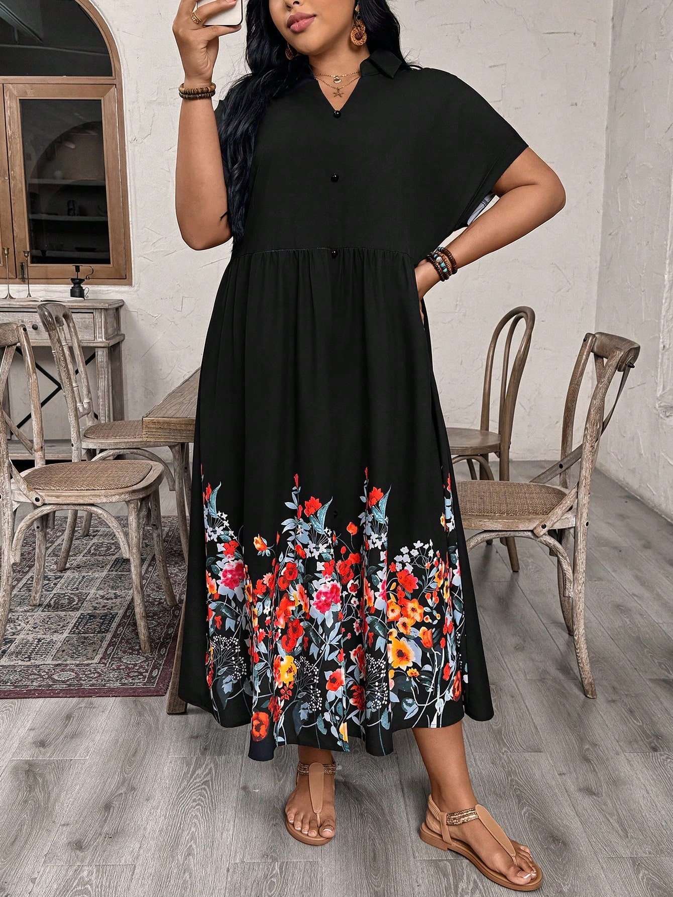 Robe de vacances et de bureau décontractée à encolure en V – Image 5