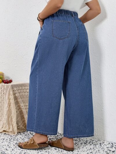 Alternative view of Jeans amples à jambes larges et plissés avec poches